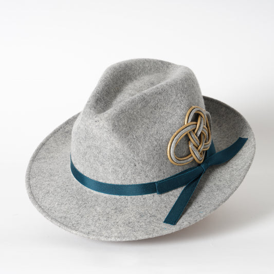 Trilby with hand crafted leather and felt knot
