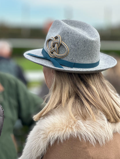 Trilby with hand crafted leather and felt knot