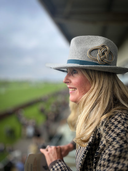 Trilby with hand crafted leather and felt knot