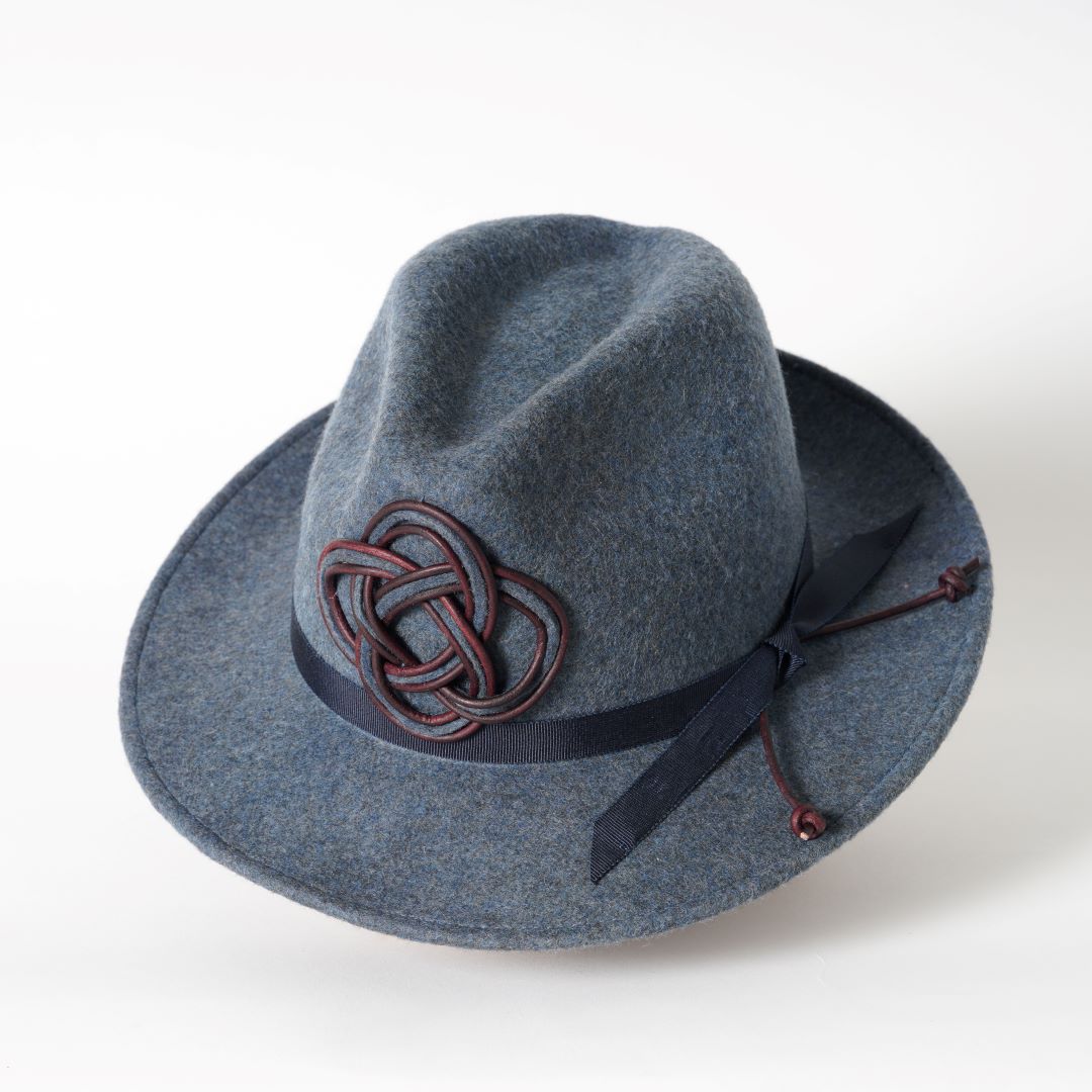 Rustic Elegance - handmade felt trilby with Sheriff-Inspired trim